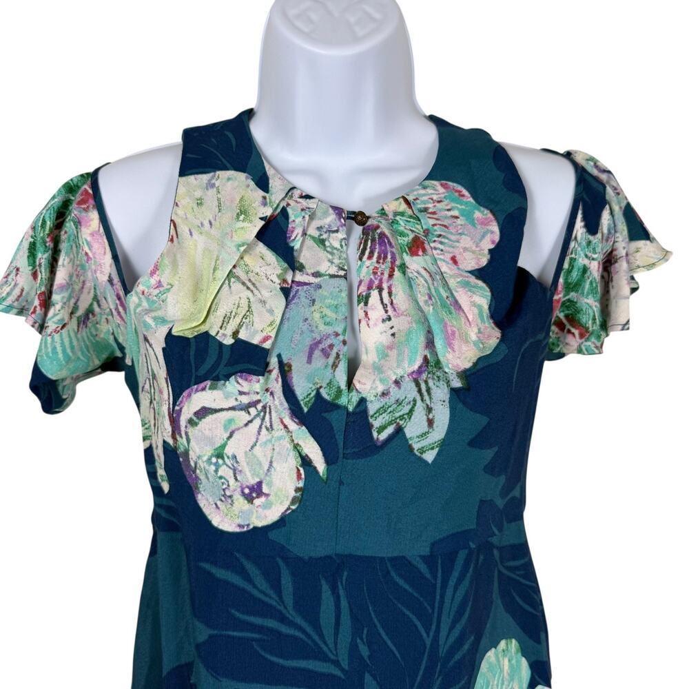 Anthropologie Dress Women 0 Petite Blue Maeve Ella Floral Feminine wedding guest - Picture 3 of 12
